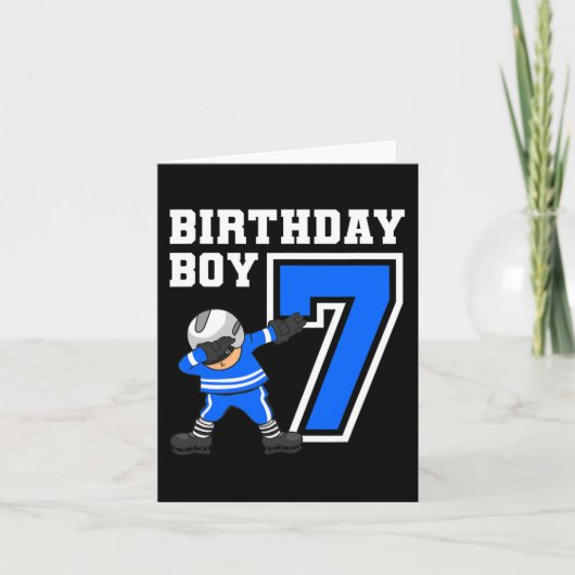 7 jaar oude jongen Ice Hockey Player 7e verjaardag Kaart (Voorkant)