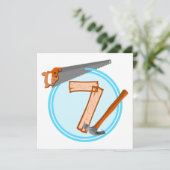 7 jaar oude Jongensbouwer Gereedschap Verjaardagso Kaart (Staand voorkant)