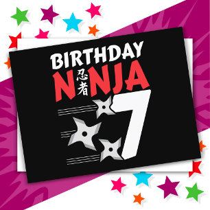 7 Jaar Oude Ninja Feest Sterren Kinderen 7e Verjaa Briefkaart