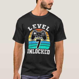 7 jaar oude niveau onvergrendeld 7e verjaardag ga t-shirt
