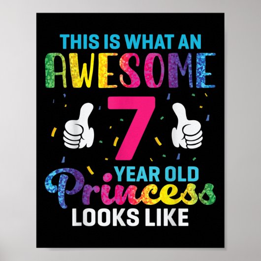 7 jaar oude prinses verjaardag quote 7e B-dag Kind Poster (Voorkant)