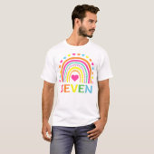 7 jaar oude regenboog 7e verjaardag gift voor meis t-shirt (Voorkant volledig)