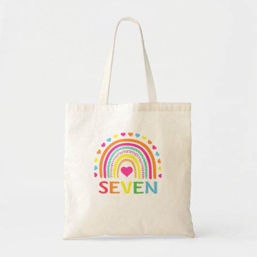 7 jaar oude regenboog 7e verjaardag gift voor meis tote bag (Voorkant)
