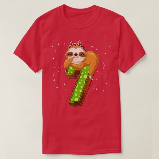 7 jaar oude Sloth 7th Birthday Girl Party Cute Slo T-shirt (Design voorkant)