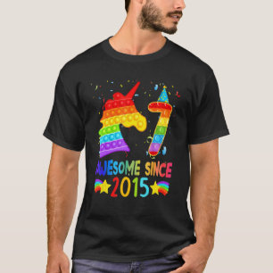 7 jaar oude Unicorn 7th Birthday Girl Unicorn Pop T-shirt