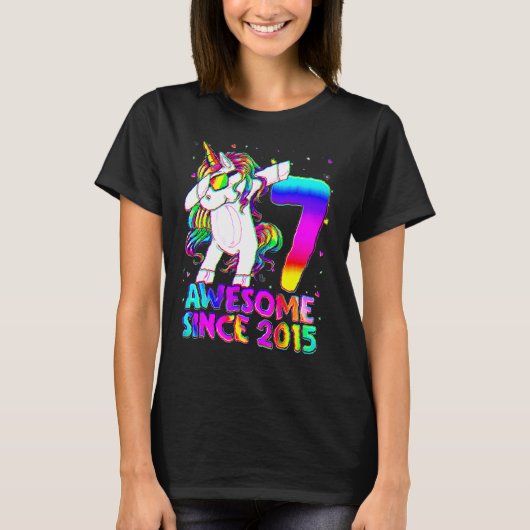 7 jaar oude Unicorn Dabbing 7th Birthday Girl Unic T-shirt (Voorkant)