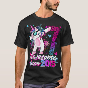 7 jaar oude Unicorn Dabbing 7th Birthday Girl Unic T-shirt