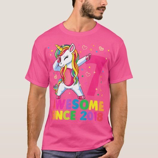 7 jaar oude Unicorn Dabbing 7th Birthday Girl Unic T-shirt (Voorkant)