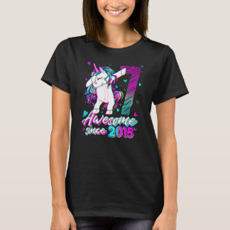 7 jaar oude Unicorn Dabbing 7th Birthday Girl Unic T-shirt