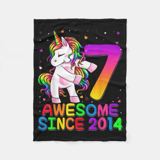 7 jaar oude Unicorn Flossing 7th Birthday Unicorn Fleece Deken (Voorkant)