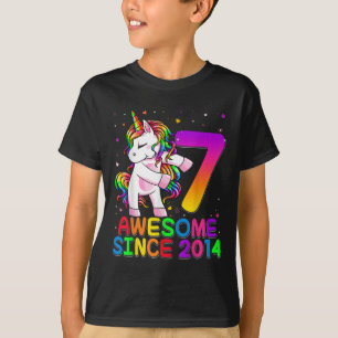7 jaar oude Unicorn Flossing 7th Birthday Unicorn T-shirt
