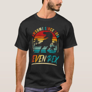 7 Jaar Oude Verjaardag Party Dinosaurus Boy Geweld T-shirt