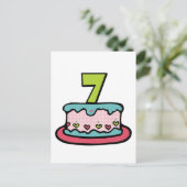 7 jaar oude verjaardagsCake Briefkaart (Staand voorkant)