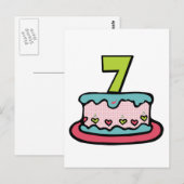 7 jaar oude verjaardagsCake Briefkaart (Voorkant / Achterkant)