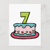 7 jaar oude verjaardagsCake Briefkaart (Voorkant)