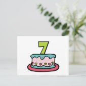 7 jaar oude verjaardagsCake Briefkaart (Staand voorkant)