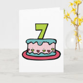 7 jaar oude verjaardagsCake Kaart (Gele Bloem)