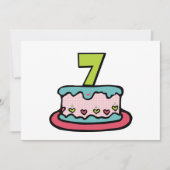7 jaar oude verjaardagsCake Kaart (Voorkant)