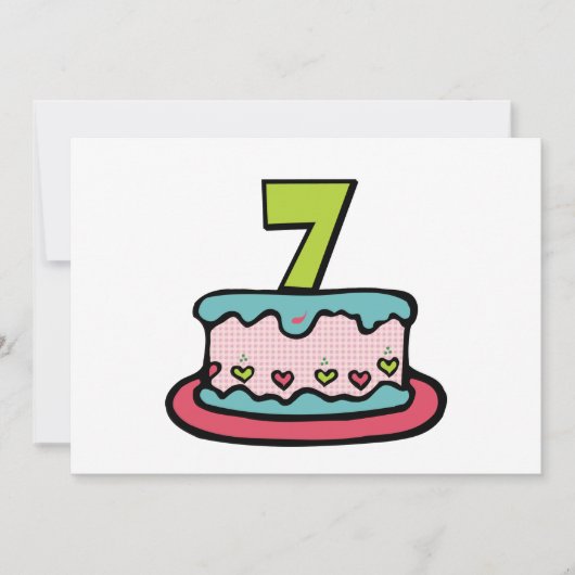7 jaar oude verjaardagsCake Kaart (Voorkant)