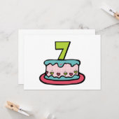 7 jaar oude verjaardagsCake Kaart (Voorkant / Achterkant in situ)