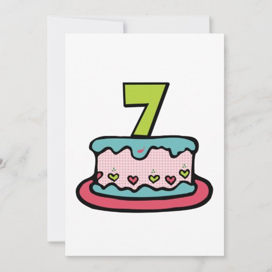 7 jaar oude verjaardagsCake Kaart (Voorkant)
