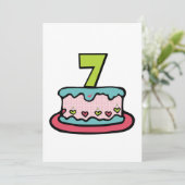 7 jaar oude verjaardagsCake Kaart (Staand voorkant)