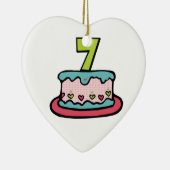 7 jaar oude verjaardagsCake Keramisch Ornament (Rechts)