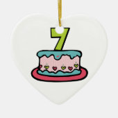 7 jaar oude verjaardagsCake Keramisch Ornament (Voorkant)