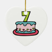 7 jaar oude verjaardagsCake Keramisch Ornament (Achterkant)