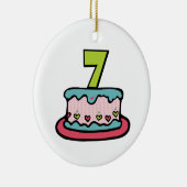 7 jaar oude verjaardagsCake Keramisch Ornament (Rechts)