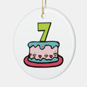 7 jaar oude verjaardagsCake Keramisch Ornament (Links)