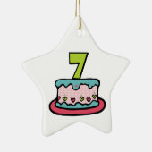7 jaar oude verjaardagsCake Keramisch Ornament (Rechts)