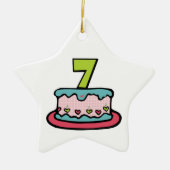 7 jaar oude verjaardagsCake Keramisch Ornament (Voorkant)