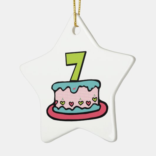 7 jaar oude verjaardagsCake Keramisch Ornament (Links)