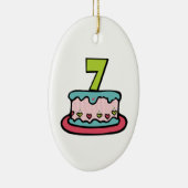 7 jaar oude verjaardagsCake Keramisch Ornament (Rechts)