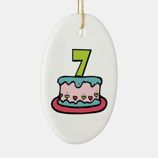 7 jaar oude verjaardagsCake Keramisch Ornament (Rechts)