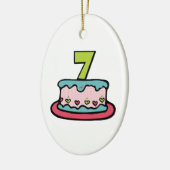 7 jaar oude verjaardagsCake Keramisch Ornament (Links)