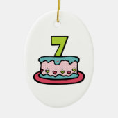 7 jaar oude verjaardagsCake Keramisch Ornament (Voorkant)