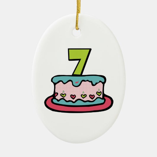 7 jaar oude verjaardagsCake Keramisch Ornament (Voorkant)