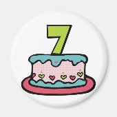 7 jaar oude verjaardagsCake Magneet (Voorkant)
