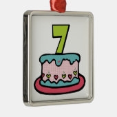 7 jaar oude verjaardagsCake Metalen Ornament (Rechts)