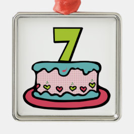 7 jaar oude verjaardagsCake Metalen Ornament
