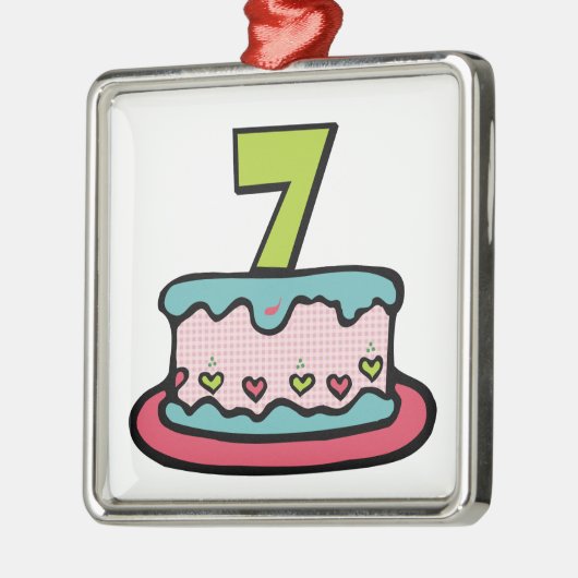 7 jaar oude verjaardagsCake Metalen Ornament (Links)
