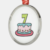 7 jaar oude verjaardagsCake Metalen Ornament (Links)