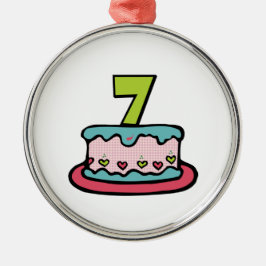 7 jaar oude verjaardagsCake Metalen Ornament
