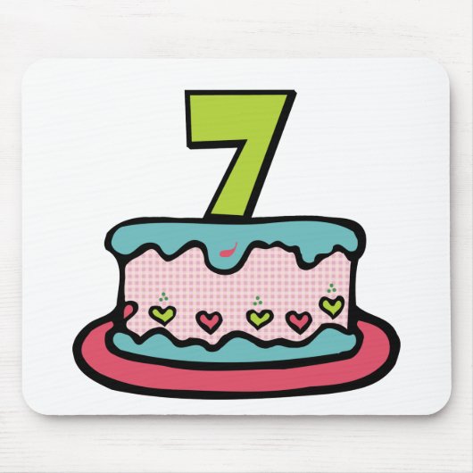 7 jaar oude verjaardagsCake Muismat (Voorkant)