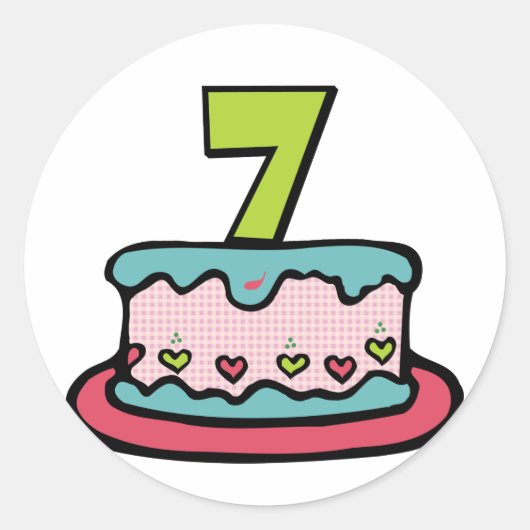 7 jaar oude verjaardagsCake Ronde Sticker (Voorkant)