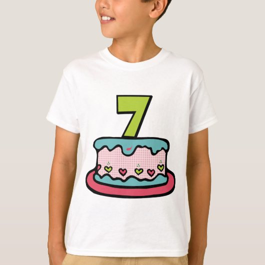7 jaar oude verjaardagsCake T-shirt (Voorkant)