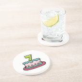 7 jaar oude verjaardagsCake Zandsteen Onderzetter (Zijkant)