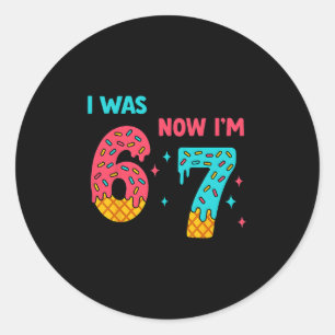 7 Jaar Oude Verjaardagsshirt Was 6 Nu Ben Ik 7 67 Ronde Sticker